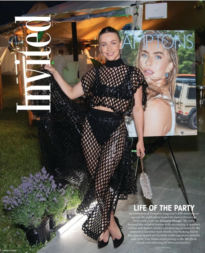 Julianne Hough carries the 'Varick' to the Hampton Magazine Party, July 2023