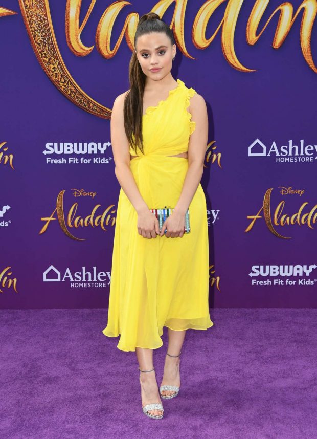Sarah Jeffrey Carries the 'Rodeo' Clutch to The Aladdin Premiere in LA