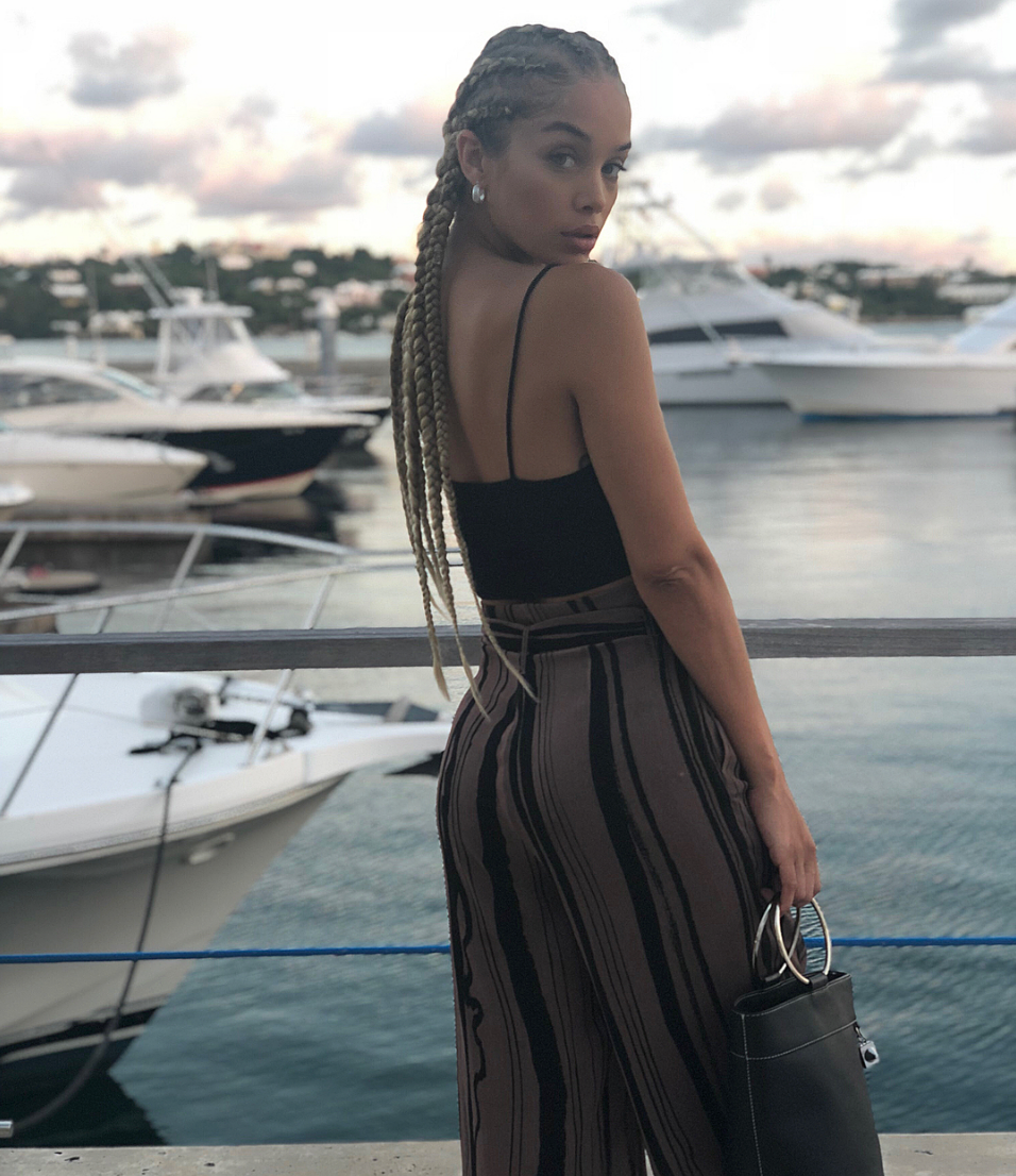 Jasmine Sanders Photographed with the 'Marigot' Bucket Bag