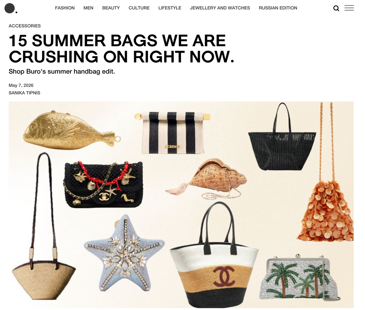 'Shellona' featured in Buro247 top bags for Summer, May 7th 2026