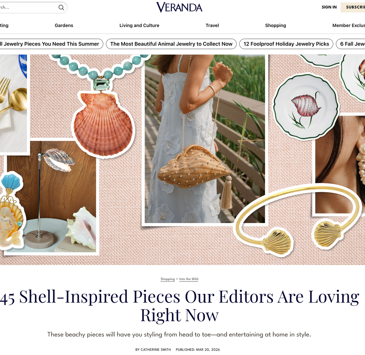 'Shellona' featured in Veranda best bags, March 20th 2026