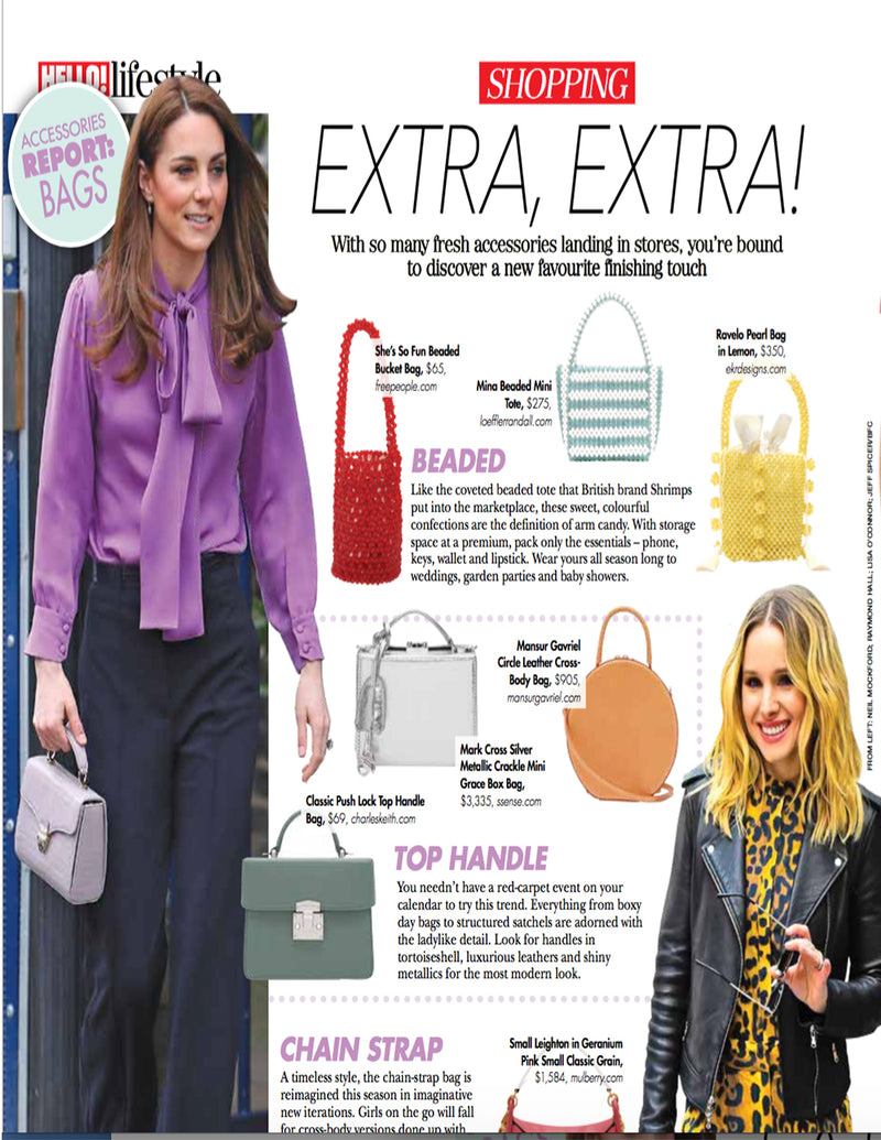 The 'Ravelo' Beaded bag featured in Hello! Lifestyle Canada Magazine