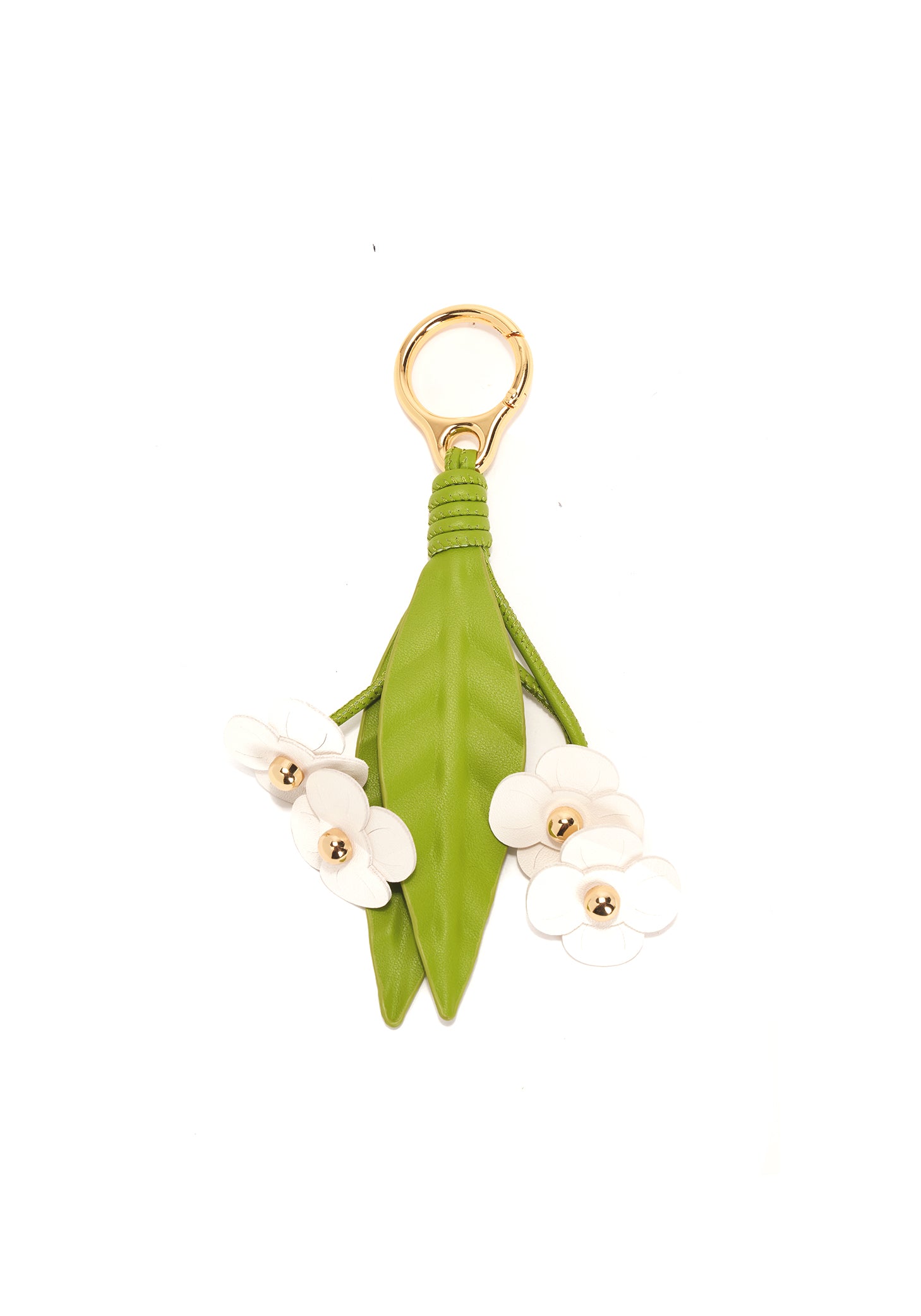 Lily of the Valley Flower Leather Bag Charm